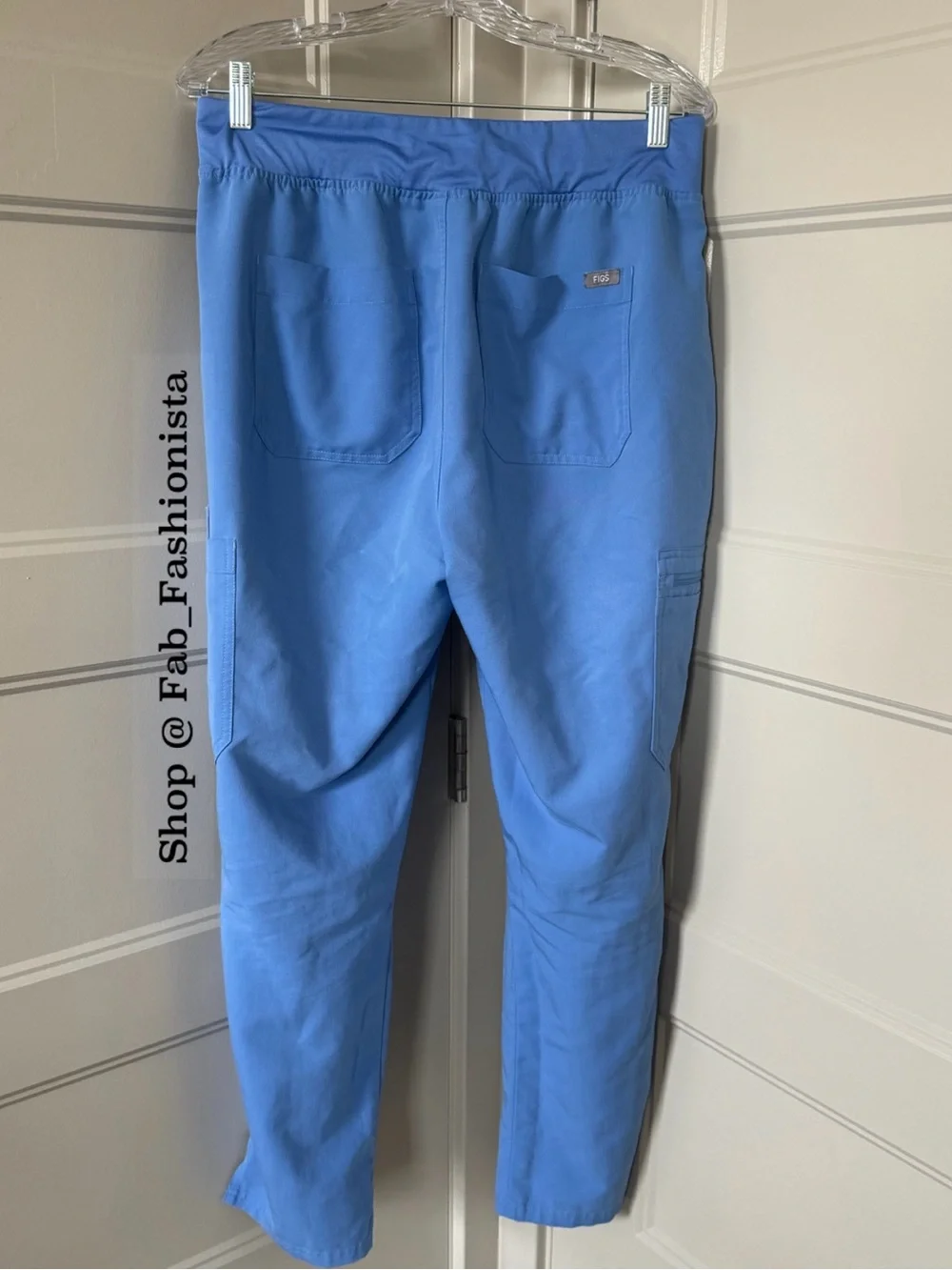 FIGS Yola High-Rise Slim Scrub Pant Ceil Blue Drawstring Scrub Pants L